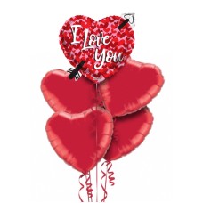 I Love You Cupidon Heart Themed Balloon Bouquet